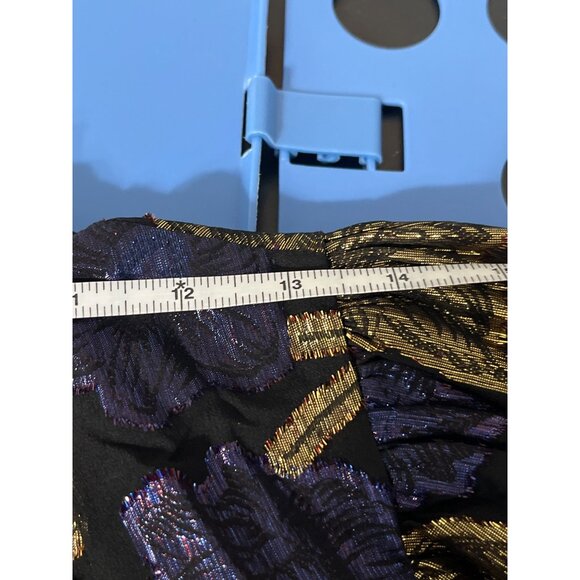 SEA NEW YORK Metallic Floral Puff Sleeve Blouse | Shimmer Dressy Top size Small - Picture 9 of 12